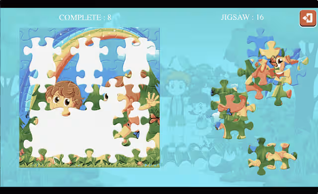 Playing Kids Jigsaw Puzzle Game